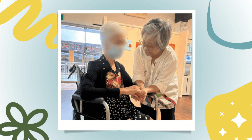 Ching Wi with a participant from a life story workshop